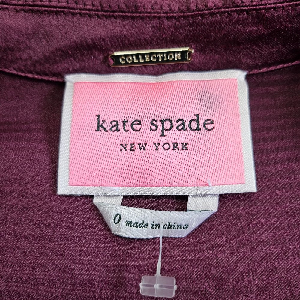 Kate Spade Women's Burgundy Red Buttons Up Long Sleeves Maxi Shirtdress Size 0 - Picture 7 of 8